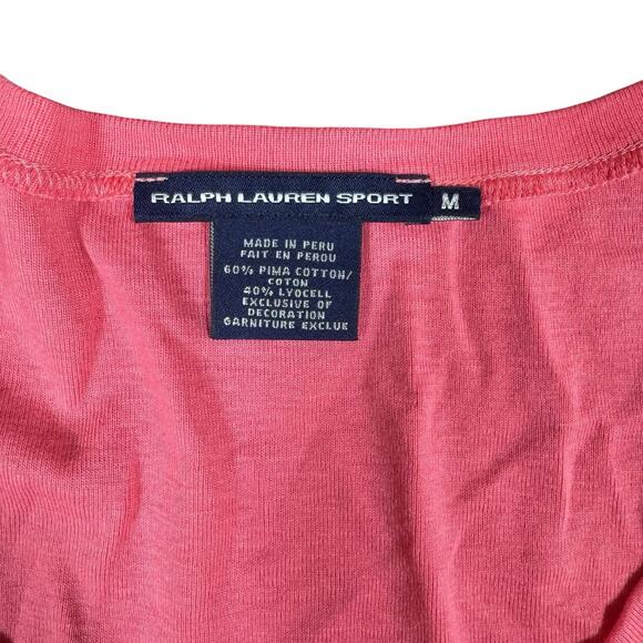 Ralph Lauren Sport Top Women Medium Pink Pull Over Short Sleeve Cotton Logo - Picture 3 of 6